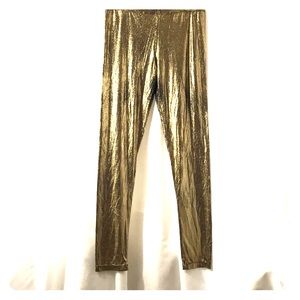 BCBGMAXAZRIA Pants Metallic Stitch Gold Leggings
